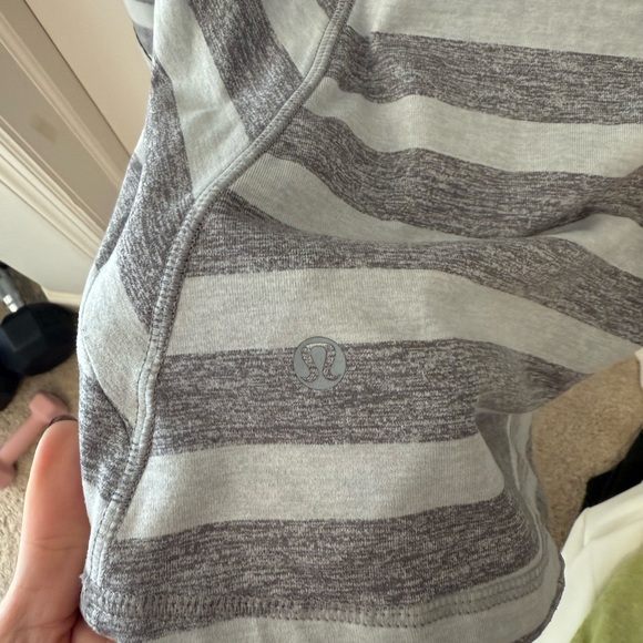 lululemon athletica Gray and White Striped Long Sleeve Tee - Picture 3 of 3